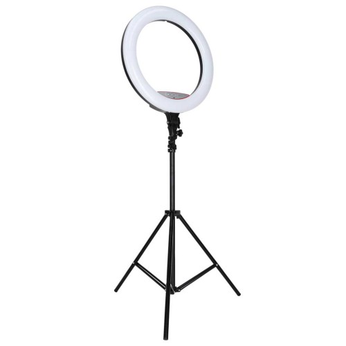 Lampa pierścieniowa LED RGB ring do selfie filmów ze statywem i pilotem 45cm