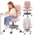 Krzesło do biurka dla dziecka fotel ergonomiczny obrotowy regulowany różowy