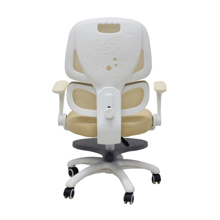 Krzesło do biurka dla dziecka fotel ergonomiczny obrotowy regulowany beżowy