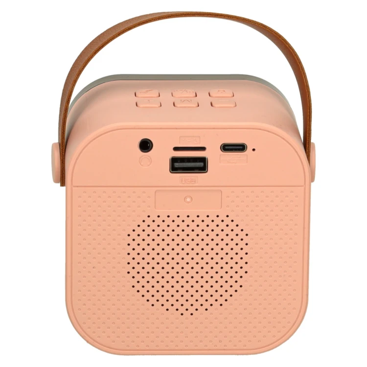 Zestaw do karaoke głośnik Bluetooth mikrofon USB LED różowy