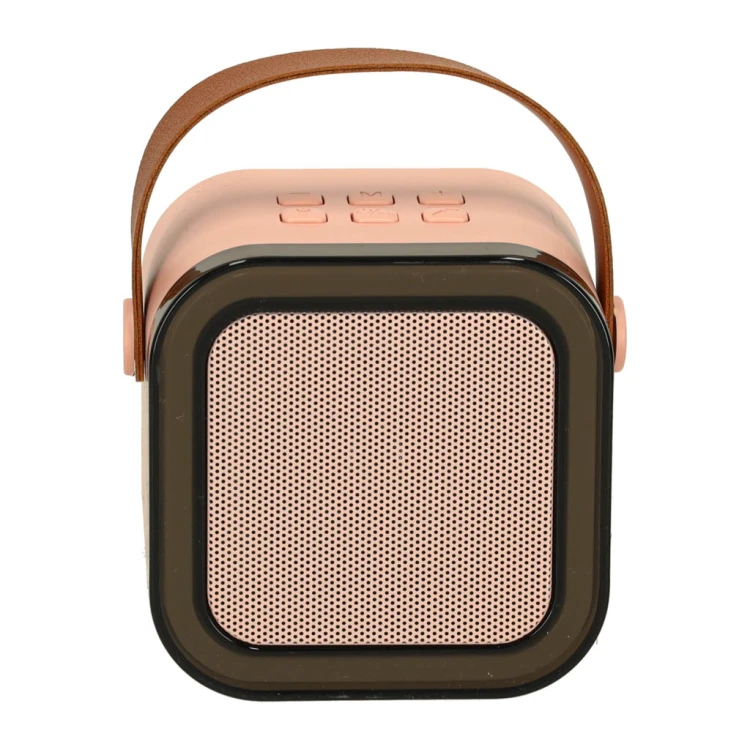 Zestaw do karaoke głośnik Bluetooth 2 mikrofony USB LED 6W różowy