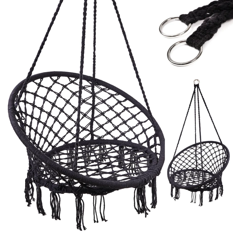 Huśtawka LUARO fotel bocianie gniazdo czarne 80cm 150kg