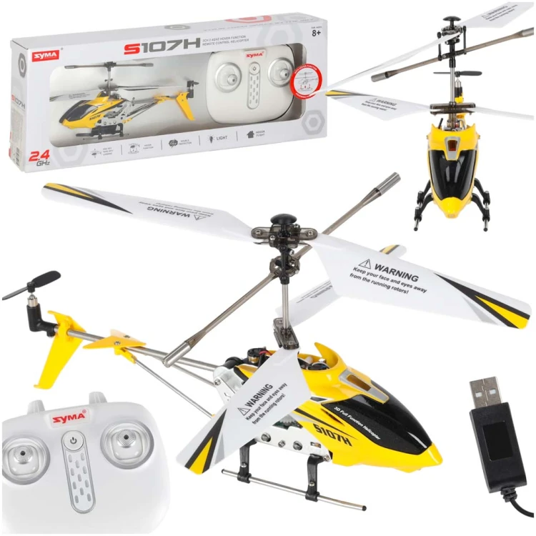 Helikopter zdalnie sterowany na pilota RC SYMA S107H 2.4GHz RTF żółty