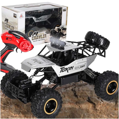 Samochód zdalnie sterowany na pilota RC Rock Crawler 1:12 4WD METAL srebrny