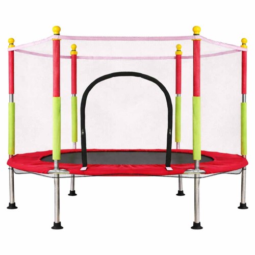 Trampolina do domu ogrodu dla dzieci siatka piłki 140cm 55inch czerwona