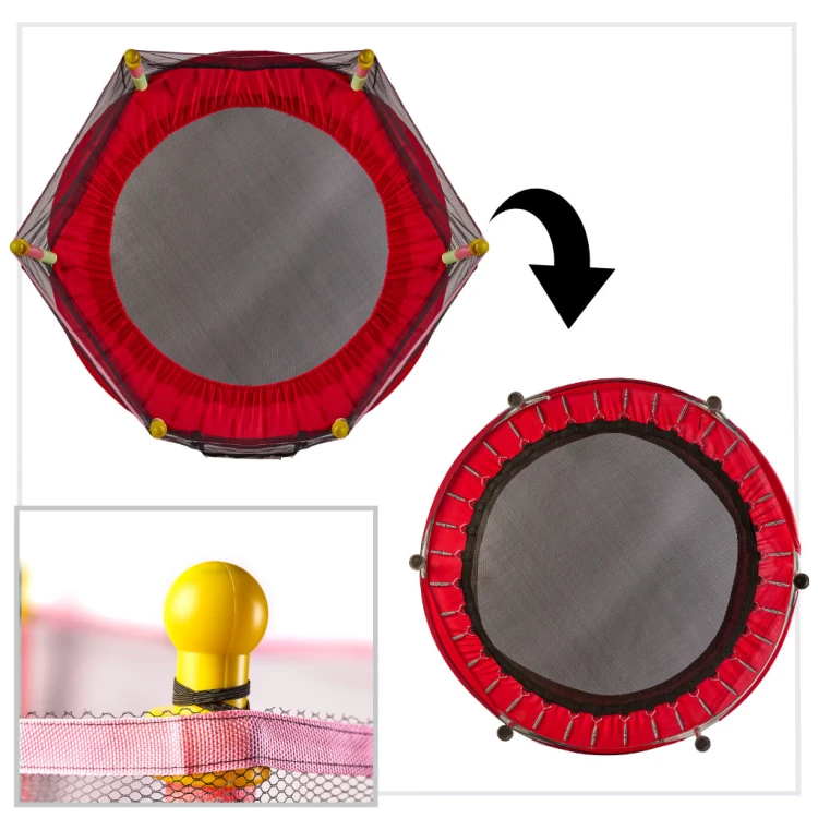 Trampolina do domu ogrodu dla dzieci siatka piłki 140cm 55inch czerwona
