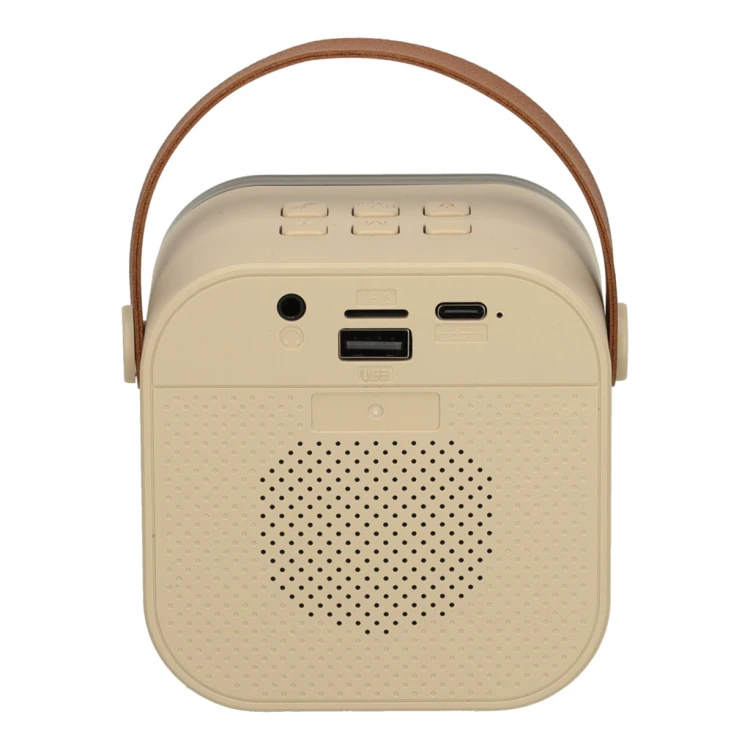 Zestaw do karaoke głośnik Bluetooth mikrofon USB LED beżowy