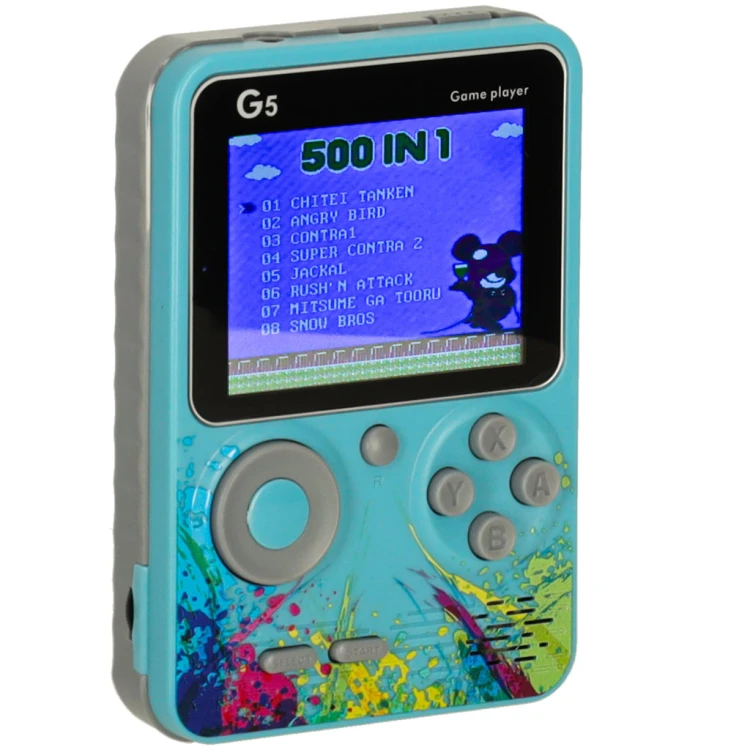 Konsola przenośna do gier mini elektroniczna retro 500 gier niebieska