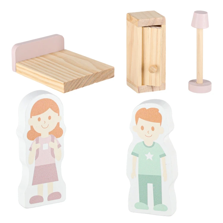 Domek dla lalek drewniany LULILO Peonio 70cm LED róż