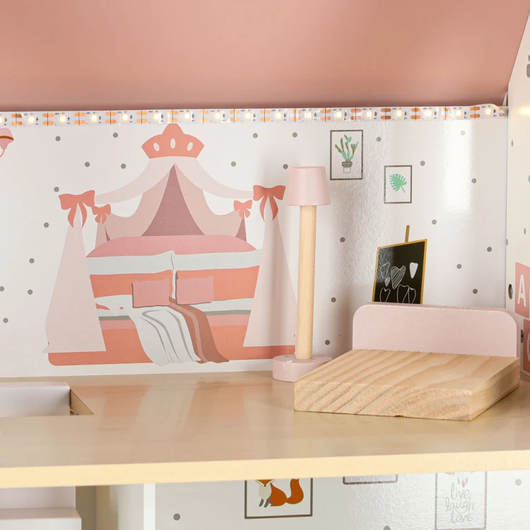 Domek dla lalek drewniany LULILO Peonio 70cm LED róż