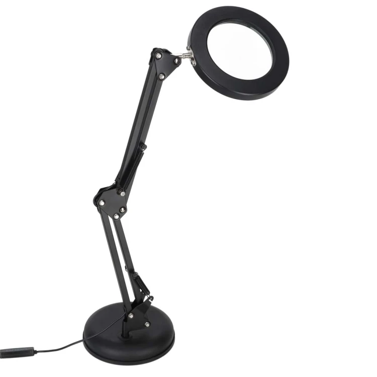 Lampka na biurko biurkowa LED z lupą szkło powiększające obrotowy wysięgnik 2 sposoby mocowania