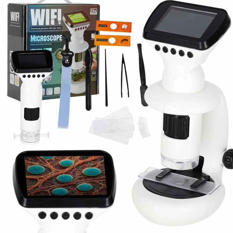 Mikroskop cyfrowy elektroniczny wifi USB ekran LCD 200x 1000x akcesoria