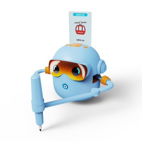 Zabawka interaktywna edukacyjna robot nauka rysowania fiszki mazaki niebieski