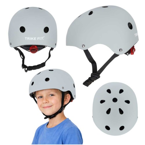 Kask rowerowy dla dziecka Trike Fix dziecięcy regulowany LED M 55-58cm szary ciemny